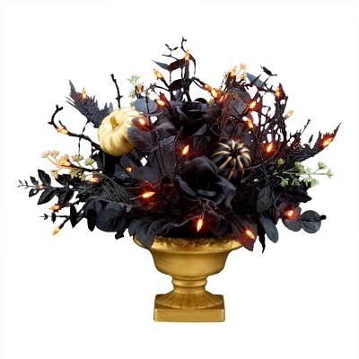 16" Prelit LED Chic Eek Black Halloween Centerpiece Orange Lights - National Tree Company