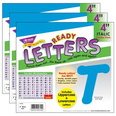 TREND Blue 4" Italic Combo Ready Letters®, 193 Per Pack, 3 Packs