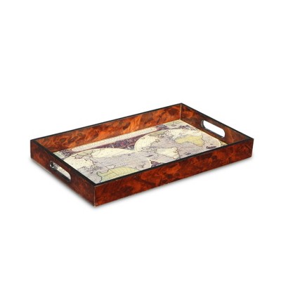 Cheung's Emerson Wood Glass Topped Terrarum Map Tray