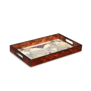 Cheung's Emerson Wood Glass Topped Terrarum Map Tray - 1 of 4