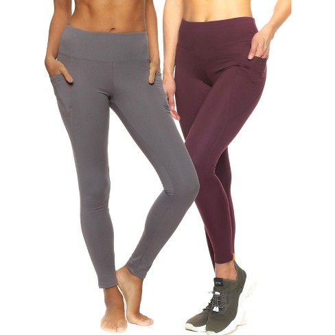 Felina Women's Athletic Pocket Legging 2 Pack (Storm Maroon, Medium)