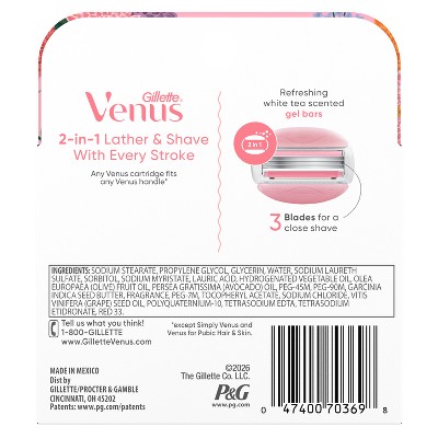 Venus + Rifle Paper Co. ComfortGlide White Tea 3-Blade Women's Razor Blade Refills - 4ct