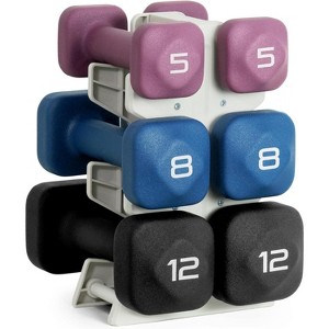 Neoprene Dumbbell Set with Storage Rack, Non-Slip Anti-Roll Hand Weights for Home Gym - 1 of 4