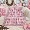 Lomsoe Christmas Blanket Flannel Holiday Blanket Xmas Deer Throw Blanket for Couch Bed Living Room, Christmas Reindeer Pink. - 2 of 4