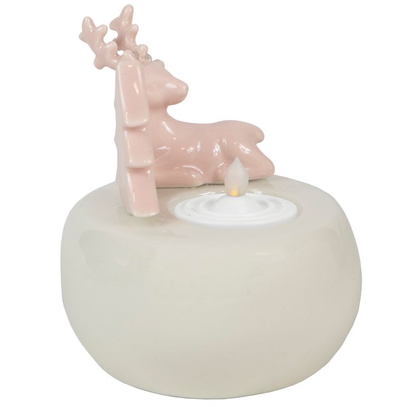 Northlight 4.5" Pink Reindeer with Tree Christmas Tea Light Candle Holder, 4 of 6