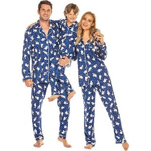 Ekouaer Christmas Family Matching Pajamas Long Sleeve Button Down Pj Set Festival Party Sleepwear - 1 of 2