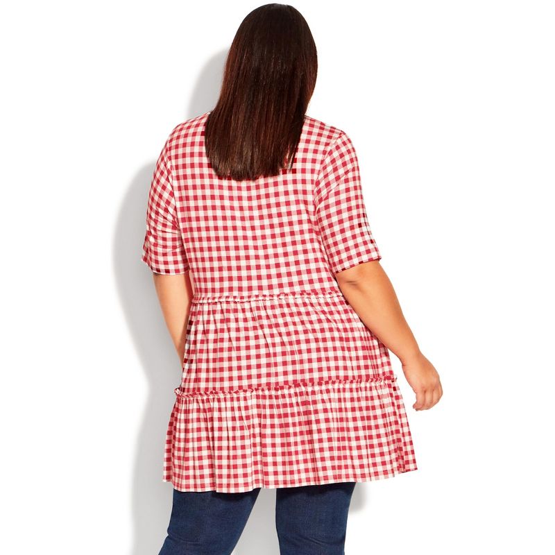 Women's Plus Size Gus Gingham Top  - Red/white | AVENUE, 2 of 4