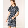 INSPIRE CHIC Women's Cowl Neck Short Sleeve Ruched Floral Dress - 2 of 4