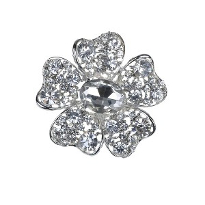 Anna-Kaci Shadow Clear Crystal Rhinestone Silvery Tone Flower Fashion Design Pin Brooch - Multicolor - 1 of 4