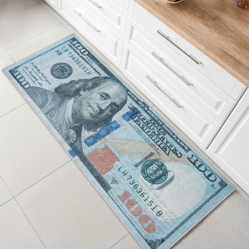 Well Woven Money Collection New Hund Dollar Bill Green Blue Area Rug, 3 of 9
