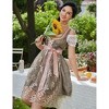 Women's Lace Embroidered 3-Piece Dress Costume Mini Dress White Off Shoulder Crop Top Pink Sheer Apron - 3 of 4