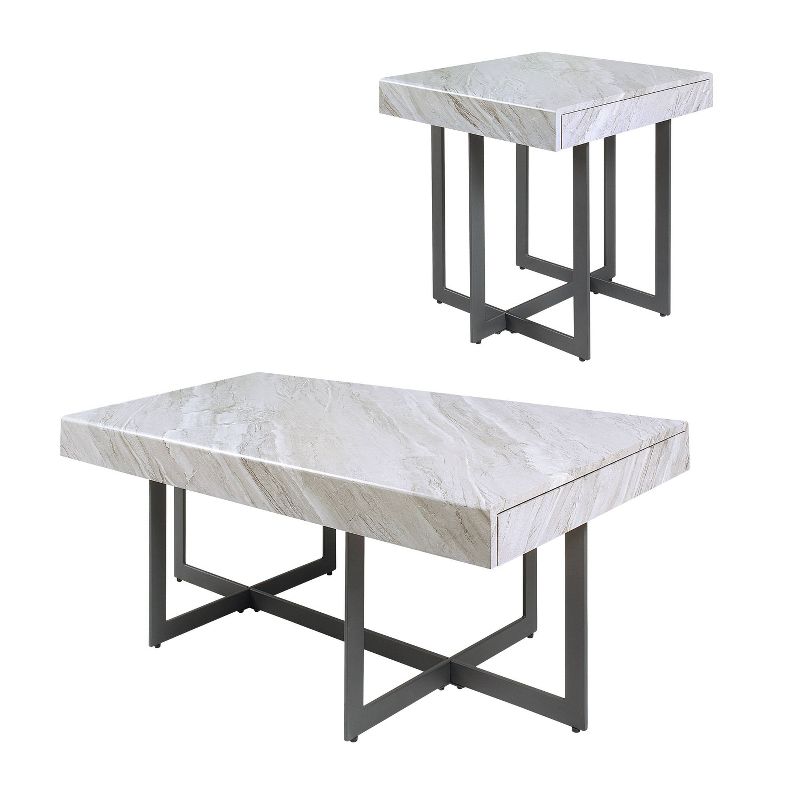 2pc Rohde Contemporary Coffee Table Set with Drawers Gray/Gum Metal - miBasics, 1 of 27