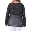 Agnes Orinda Women's Plus Size Sheer Mesh See-Through Long Sleeve Crew Neck Tee Blouse - 4 of 4