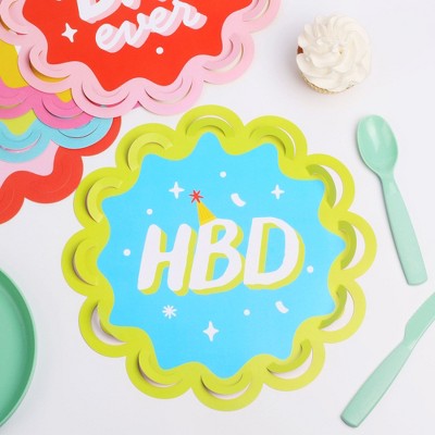 Big Dot of Happiness Party Time - Happy Birthday Party Round Table Decorations - Paper Chargers - Place Setting For 12
