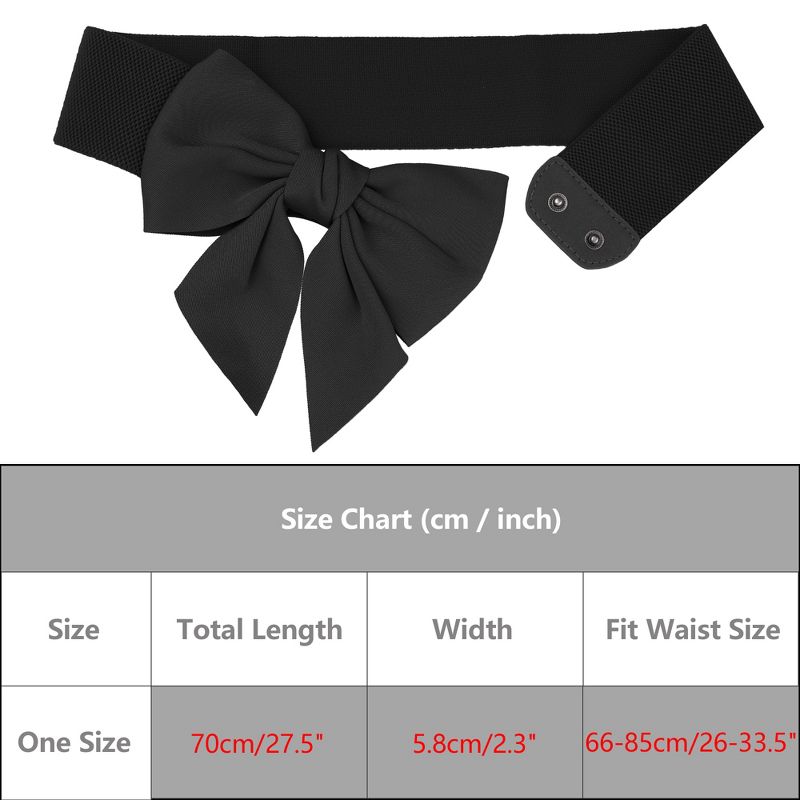 Elerevyo Women's Dress Elastic Waistband Versatile Belts Wide Bow Tie Belt, 3 of 6