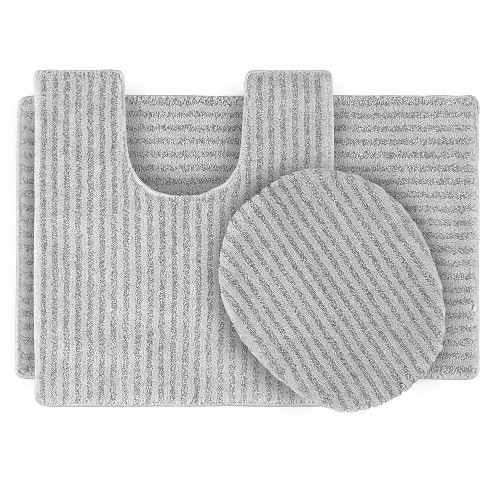 3pc Finest Luxury Ultra Plush Washable Nylon Bathroom Rug Set Platinum Gray  - Garland : Target