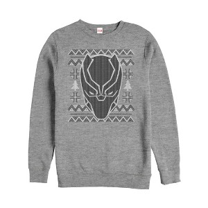 Men's Marvel Ugly Christmas Panther Mask Sweatshirt - 1 of 3