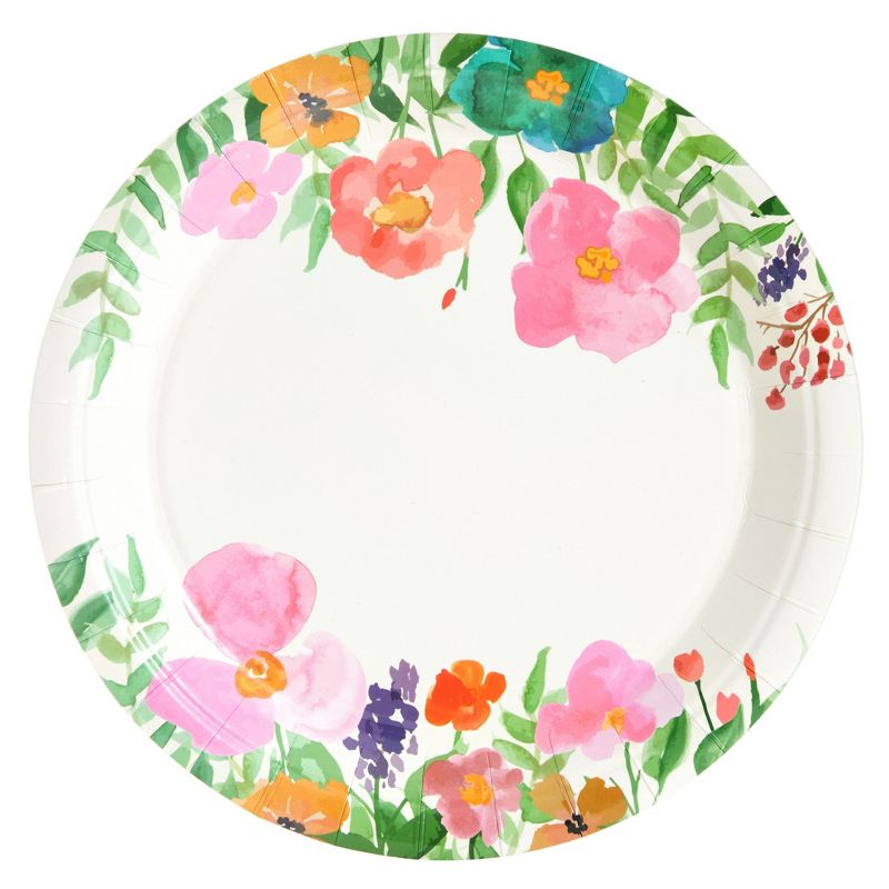 Juvale 144 Piece Watercolor Flower Tea Party Supplies, Includes Disposable Floral Paper Plates, Napkins, Cups, Cutlery, 5 of 9