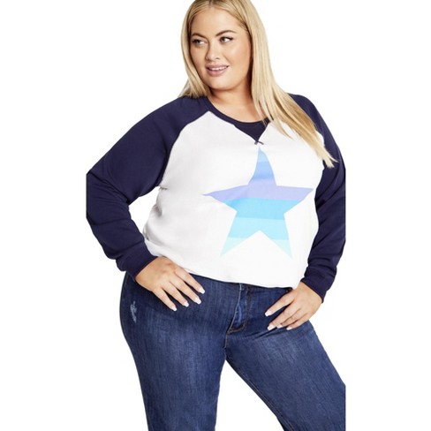 Avenue Women s Plus Size Starlight Sweat Top Target