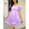 Clearlove Women's Puff Short Sleeve Mesh Dress Square Neck Summer A Line Dresses - 3 of 4