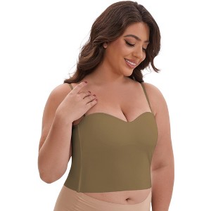 INSPIRE CHIC Women's Adjustable Spaghetti Straps Wireless Padded Slim Fit Sweetheart Neck Solid Camisoles - 1 of 4