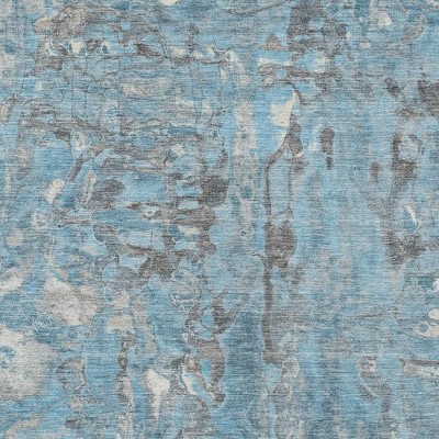 Denim Blue And Gray Abstract Washable Indoor Outdoor Area Rug