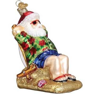 Old World Christmas Blown Glass Ornament for Christmas Tree, Sunning Santa