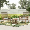 Okak Boho Outdoor Acacia Accent Chairs Wicker Woven Dining Chairs with Optional Table,Set of 2/3,Ergonomics Patio Armchairs,400lbs Max - 2 of 4