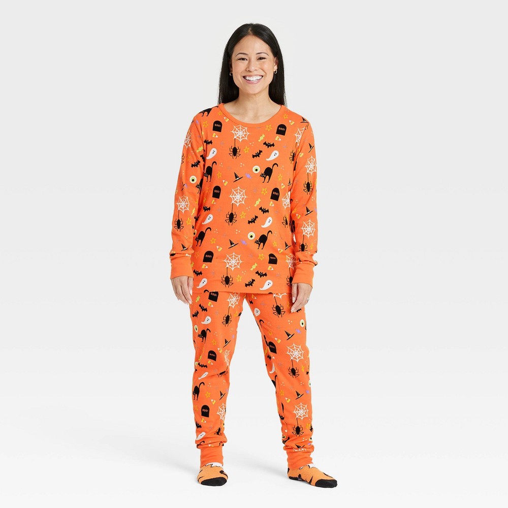 Women's Halloween Print Matching Family Pajama Set - Hyde & EEK! Boutique Orange M