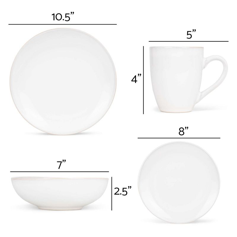Elanze Designs Reactive Ceramic Dinnerware 16 Piece Set - Service for 4, White, 4 of 6