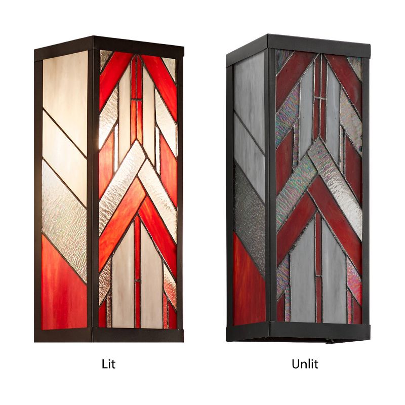 16.25&#34; 1-Light Mission Style Rectangular Outdoor Stained Glass Wall Sconce Red - River of Goods, 5 of 7