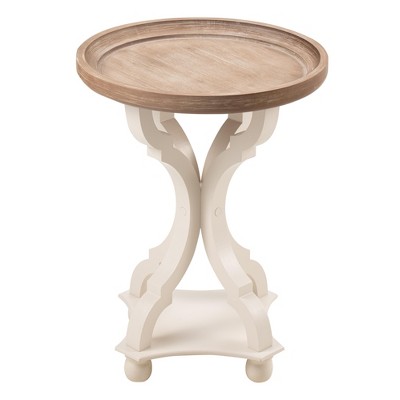 JIONJOY Rustic Farmhouse Accent End Table, Natural Tray Top Side Table with Concave Legs for Living Room, Bedroom, or Dining Room