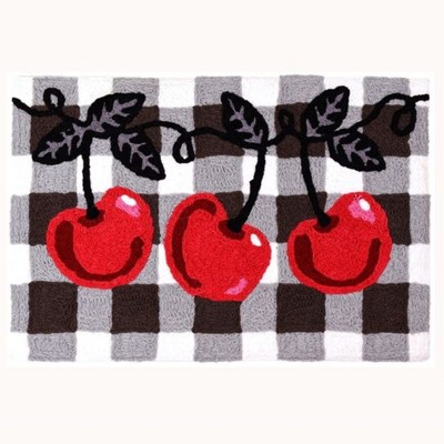Jellybean "Cherries on Checks" Indoor/Outdoor Accent Rug – Vibrant Fruit Design