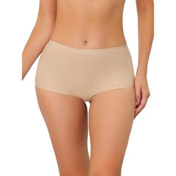Allegra K Women's Hi-cut Ribbed High Waist Tummy Control Available In Plus  Size Briefs Beige Large : Target