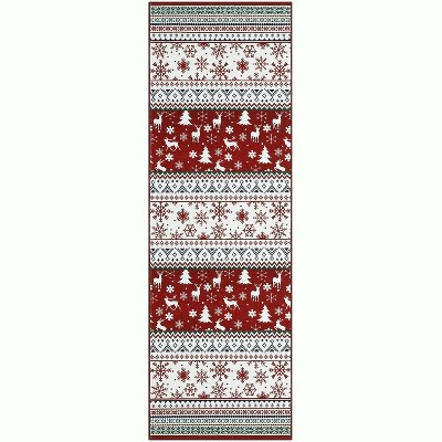 GustoWave Washable Christmas Vintage Boho Floor Area Rug, Low Pile for Bedroom Living Room