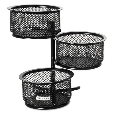 Rolodex 3 Tier Wire Mesh Swivel Tower Paper Clip Holder 3 3/4 x 6 1/2 x 6 Black 62533