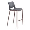 HomeRoots Set of Two 29" Dark Gray and Walnut Faux Leather and Steel Low Back Counter Height Bar Chairs - 4 of 4