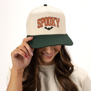 Varsity Spooky Bat Distressed - Canvas Trucker Hat - 1 of 2