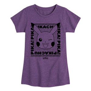 Girls' - Pokémon - Pikachu Wink Face Fitted Short Sleeve Graphic T-Shirt - 1 of 4