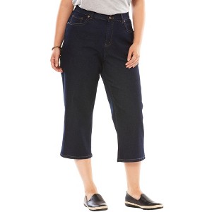 Woman Within Secret Solutions; Tummy Smoothing Denim Jean Capri - 1 of 4