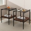FONTOI Coffee Table Set of 3 with Glass Tabletop&Layer, Modern Table for Living Room Bedroom Office, Gray&Brown, 22.84"*16.73"*38.58" - 2 of 4