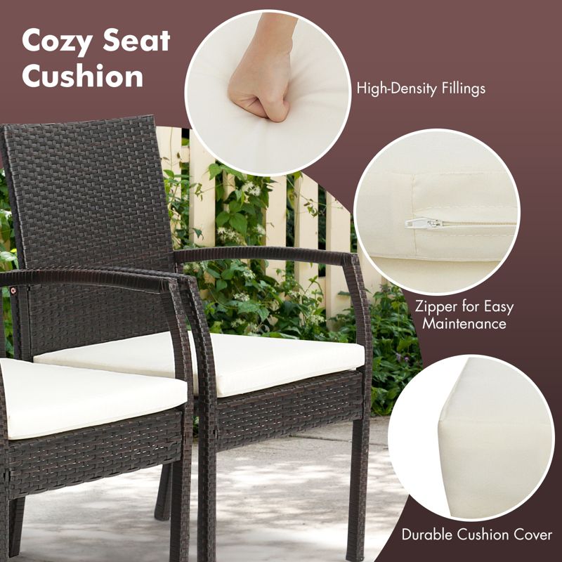 Costway 5PCS Patio  Dining Set Cushion Armchairs Acacia Wood Table with Umbrella Hole, 4 of 11