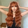 Jessie's Wig 26 Inch Body Wave Synthetic Wigs Air Bangs Copper Red Brown Ginger 1 Pc/Pack - 4 of 4