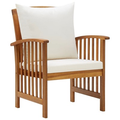 vidaXL Set of 2 Acacia Wood Patio Chairs with Cushions - Solid Construction, Comfort Seating, Stylish Design for Garden, Patio, Terrace