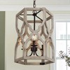 LNC Quaint 3-Light 15.5" Farmhouse Lantern Small Chandelier, Antique Bronze and Distressed White Wood - 2 of 4