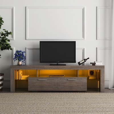 CAVINAS TV Stand Morden TV Stand with LED Lights Modern Media Console Entertainment Center