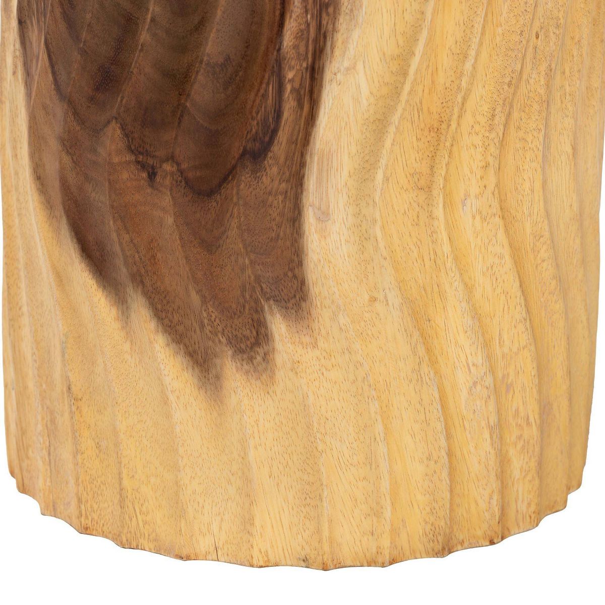 bali & pari Fuchsia HandCarved Suar Wood Side Table Natural Brown - thumbnail 2