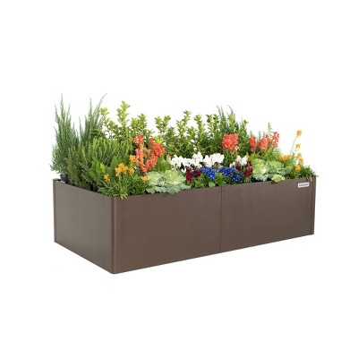 Vego Garden Tall Modern Rectangular Raised Metal Outdoor Planter Box