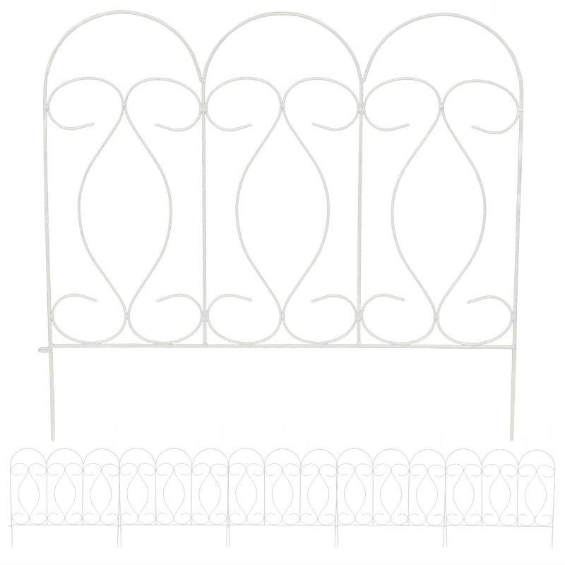 Sunnydaze Outdoor Lawn and Garden Metal Traditional Style Decorative Border Fence Panel Set - 10' - 5pk, 4 of 10