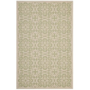 Modway Ariana Vintage Floral Trellis 8x10 Indoor and Outdoor In Light Green and Beige – Faded Botanical Pattern Rug with Low Pile Texture - 1 of 4